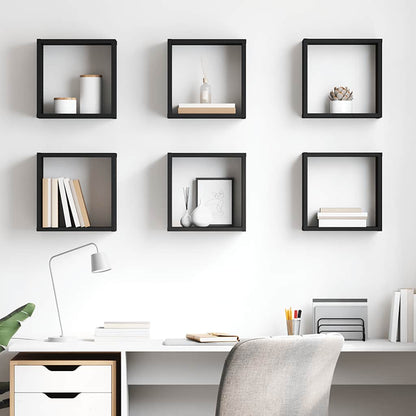 vidaXL Étagères cubes 6 pcs Noir brillant 30x15x30 cm