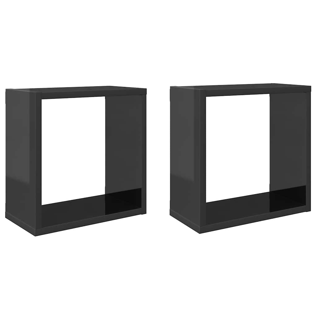 vidaXL Étagères cubes 2 pcs Gris brillant 30x15x30 cm