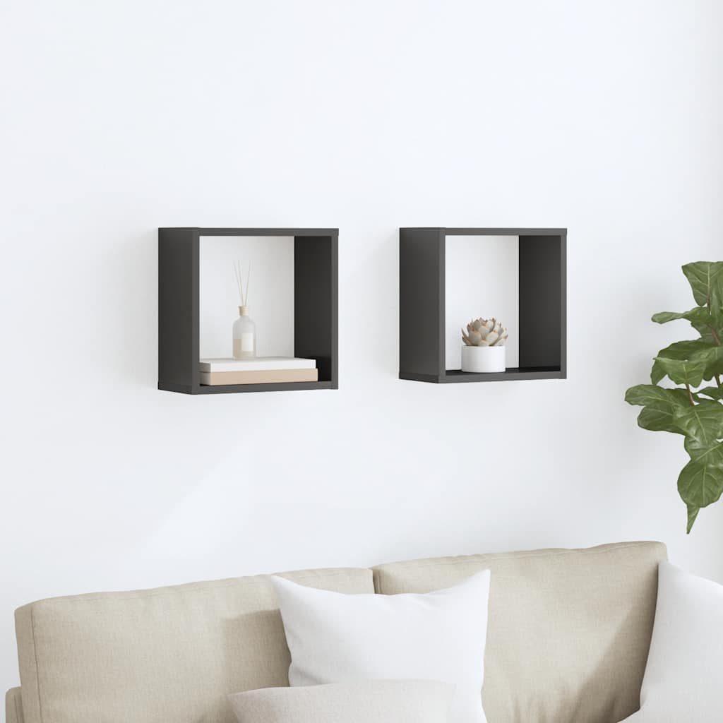 vidaXL Étagères cubes 2 pcs Gris brillant 30x15x30 cm