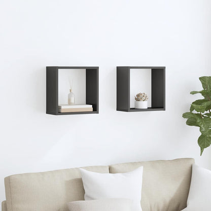vidaXL Étagères cubes 2 pcs Gris brillant 30x15x30 cm