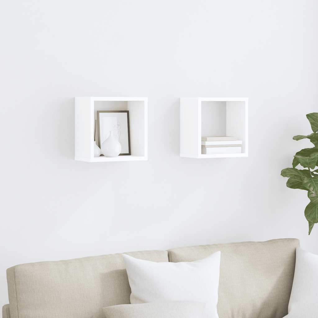 vidaXL Étagères cubes 2 pcs Blanc 26x15x26 cm