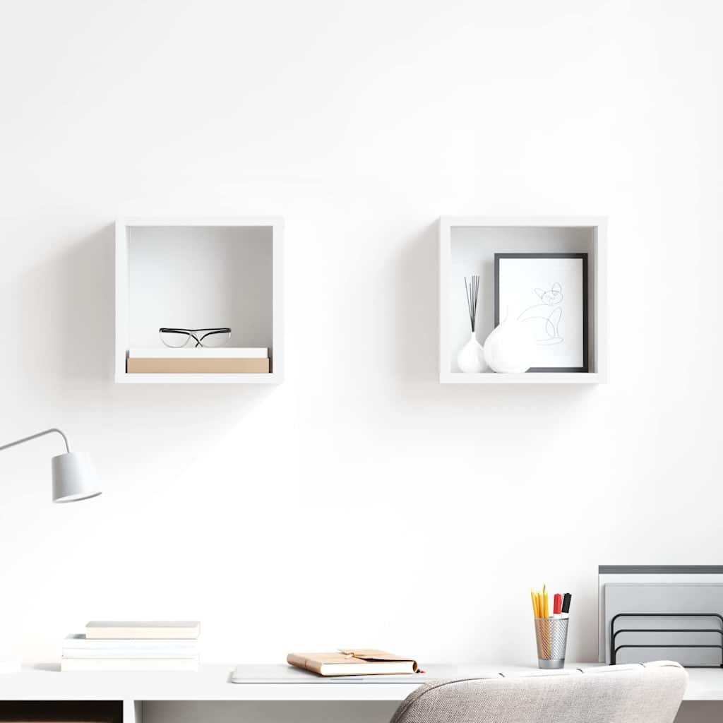 vidaXL Étagères cubes 2 pcs Blanc 26x15x26 cm