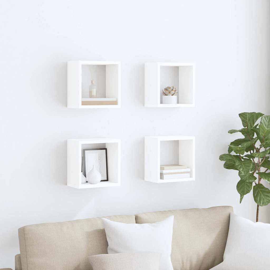 vidaXL Étagères cubes 4 pcs Blanc 26x15x26 cm