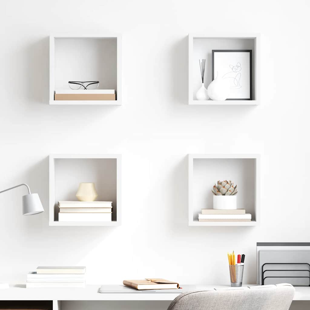 vidaXL Étagères cubes 4 pcs Blanc 26x15x26 cm