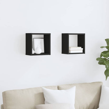 vidaXL Étagères cubes 2 pcs Noir 26x15x26 cm