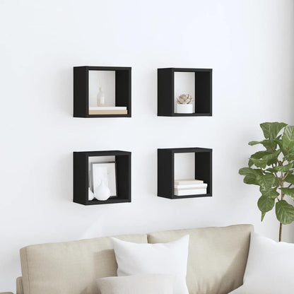 vidaXL Étagères cubes 4 pcs Noir 26x15x26 cm
