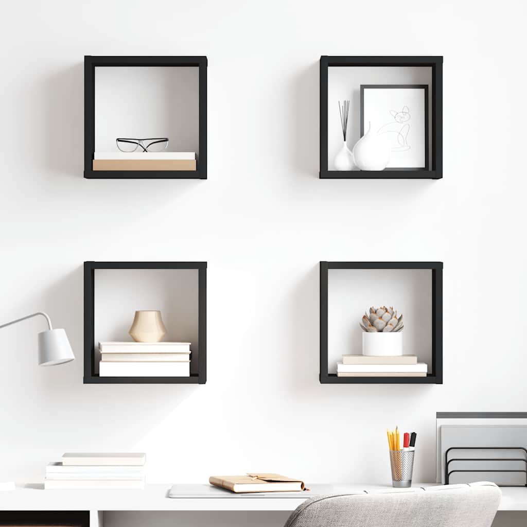 vidaXL Étagères cubes 4 pcs Noir 26x15x26 cm