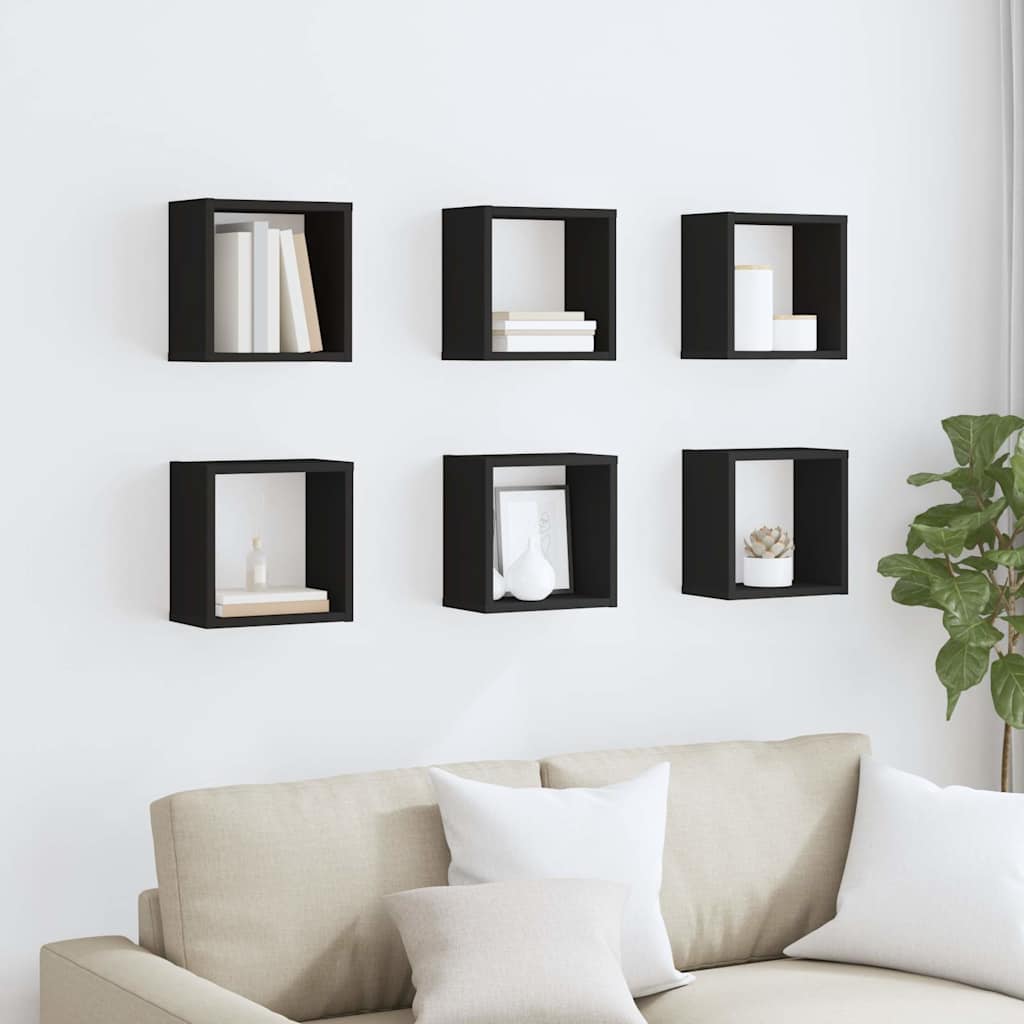 vidaXL Étagères cubes 6 pcs Noir 26x15x26 cm