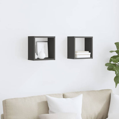 vidaXL Étagères cubes 2 pcs Gris 26x15x26 cm