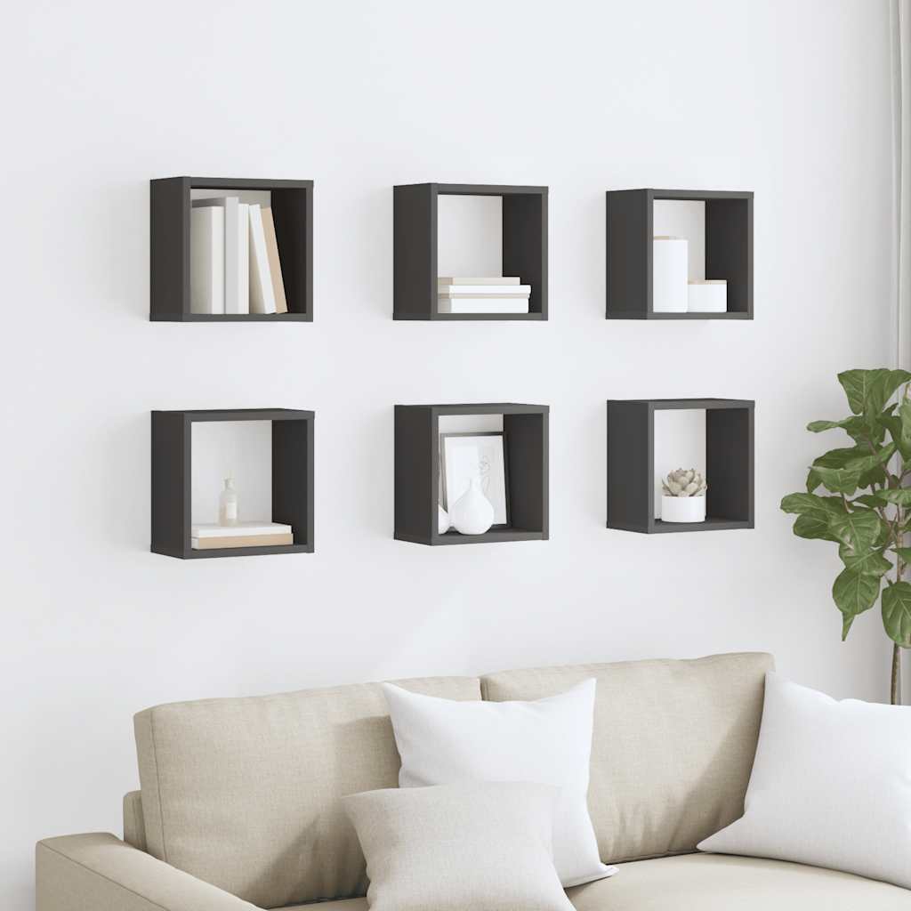 vidaXL Étagères cubes 6 pcs Gris 26x15x26 cm