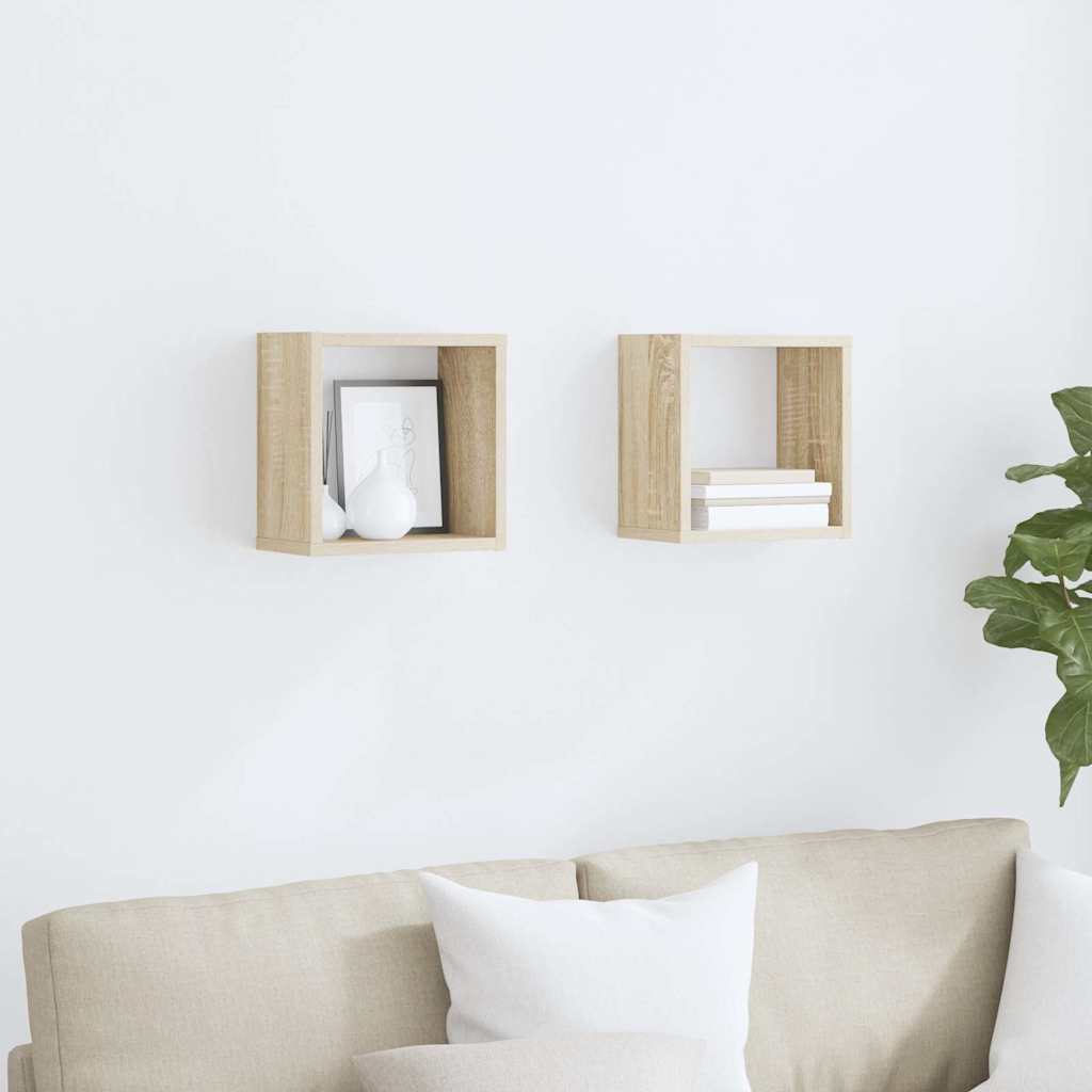 vidaXL Étagères cubes 2 pcs Chêne sonoma 26x15x26 cm