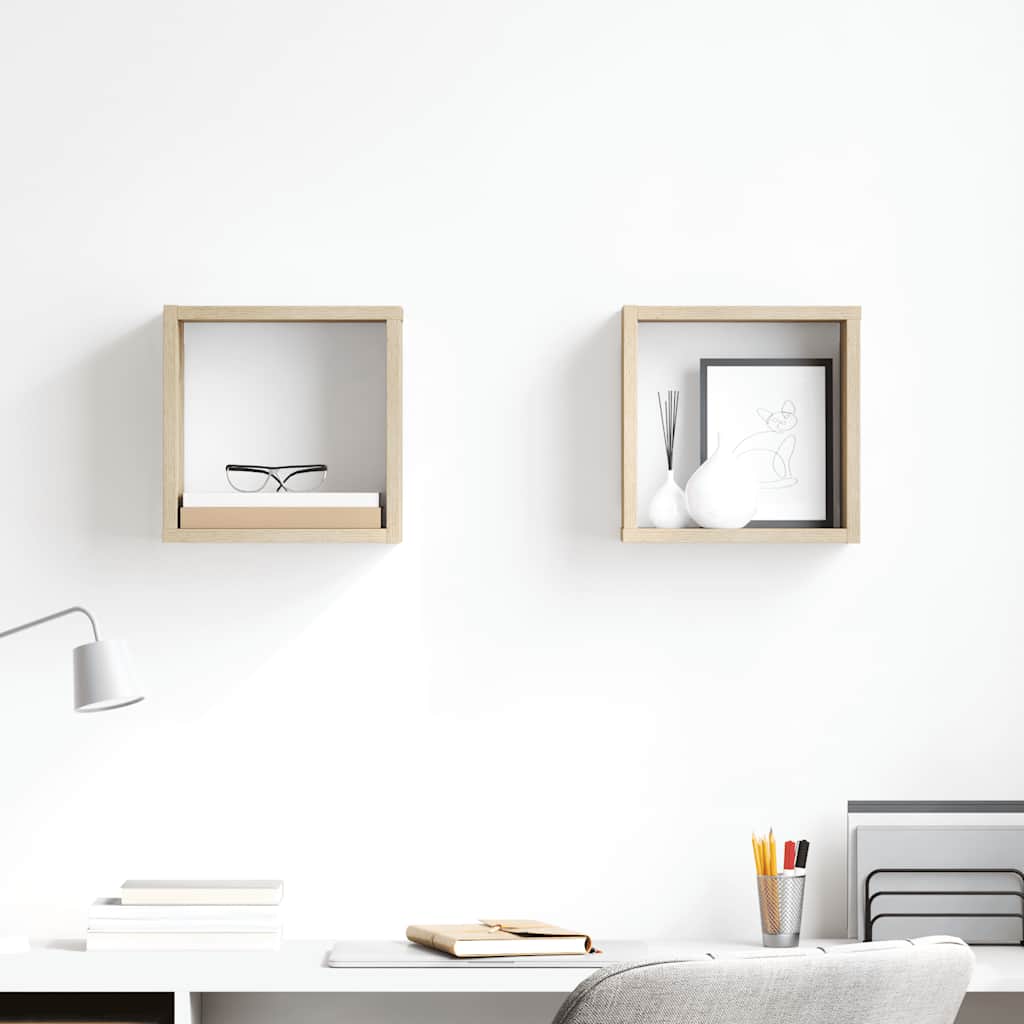 vidaXL Étagères cubes 2 pcs Chêne sonoma 26x15x26 cm