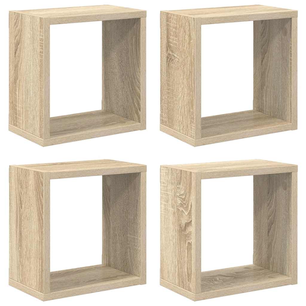 vidaXL Étagères cubes 4 pcs Chêne Sonoma 26x15x26 cm