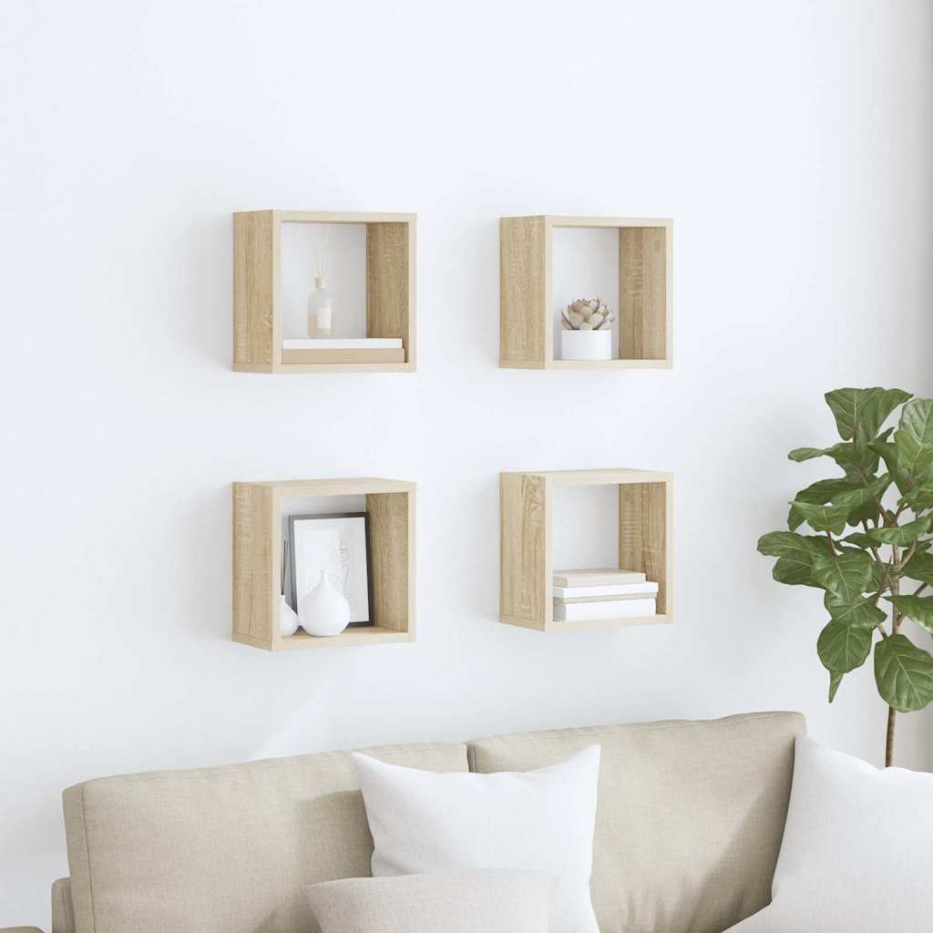 vidaXL Étagères cubes 4 pcs Chêne Sonoma 26x15x26 cm
