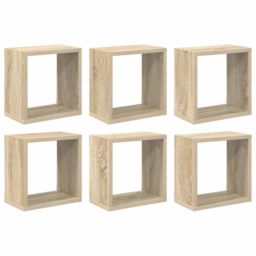 vidaXL Étagères cubes 6 pcs Chêne sonoma 26x15x26 cm