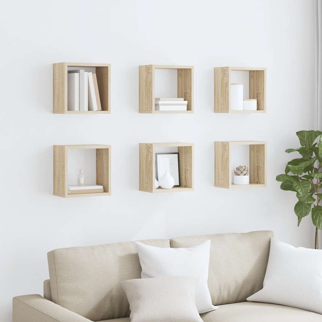 vidaXL Étagères cubes 6 pcs Chêne sonoma 26x15x26 cm
