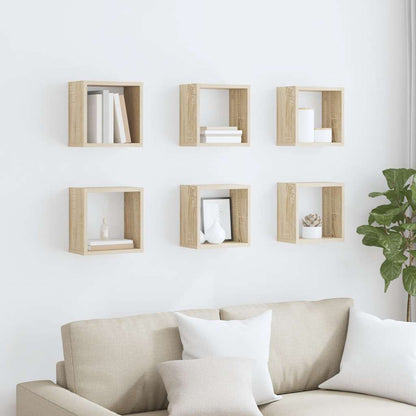 vidaXL Étagères cubes 6 pcs Chêne sonoma 26x15x26 cm