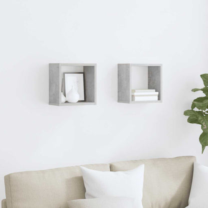 vidaXL Étagères cubes 2 pcs Gris béton 26x15x26 cm