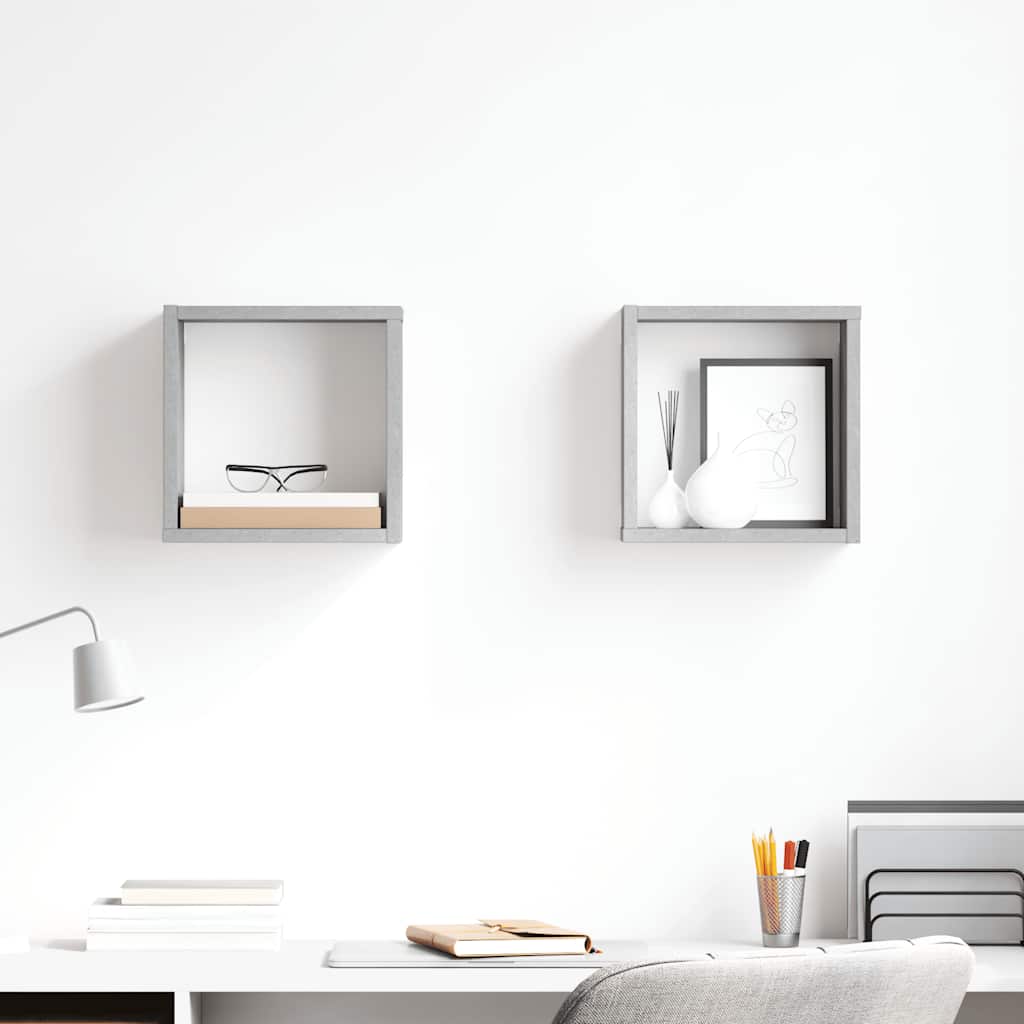 vidaXL Étagères cubes 2 pcs Gris béton 26x15x26 cm