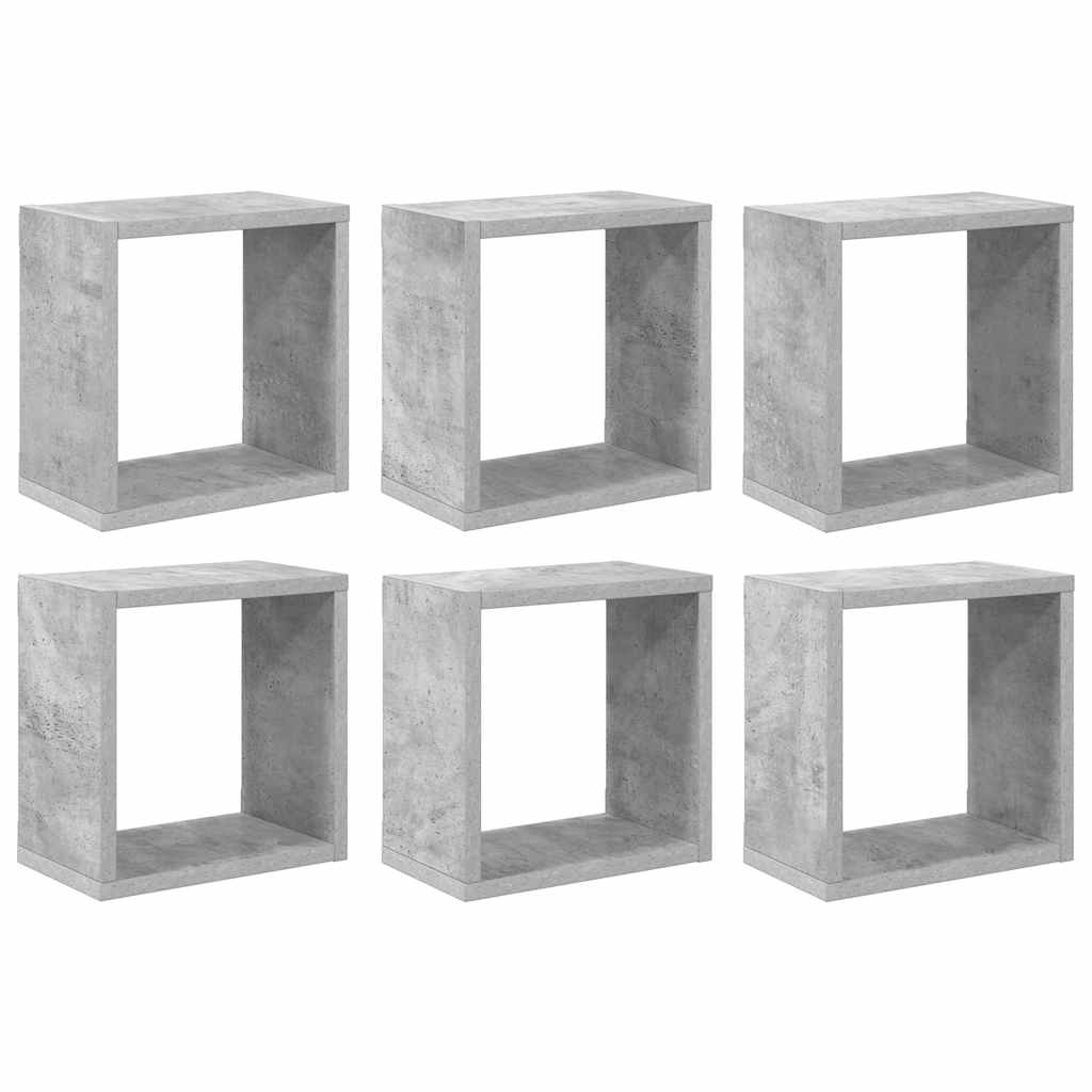vidaXL Étagères cubes 6 pcs Gris béton 26x15x26 cm