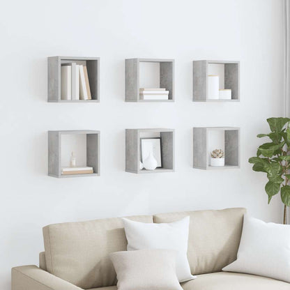 vidaXL Étagères cubes 6 pcs Gris béton 26x15x26 cm