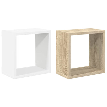 vidaXL Étagères cubes 2 pcs Blanc et chêne Sonoma 26x15x26 cm