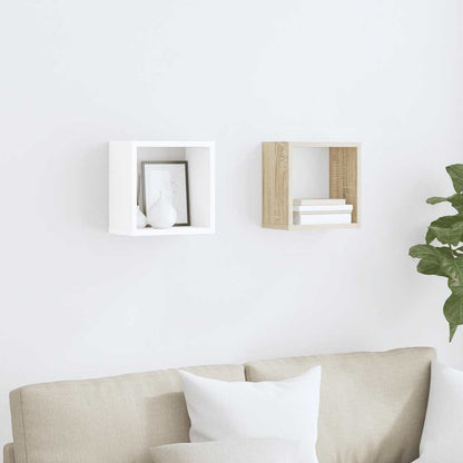 vidaXL Étagères cubes 2 pcs Blanc et chêne Sonoma 26x15x26 cm