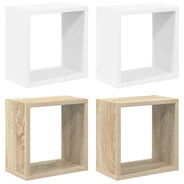 vidaXL Étagères murales cubes 4 pcs Blanc et chêne Sonoma 26x15x26 cm