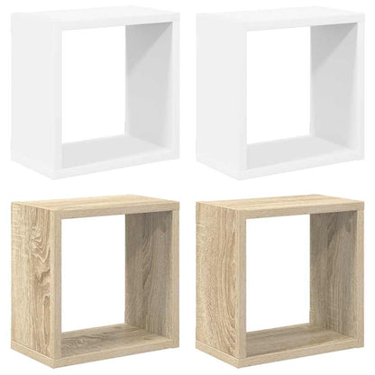 vidaXL Étagères murales cubes 4 pcs Blanc et chêne Sonoma 26x15x26 cm