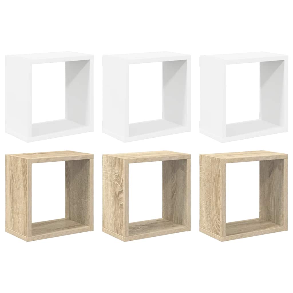 vidaXL Étagères cubes 6 pcs Blanc et Chêne Sonoma 26x15x26 cm