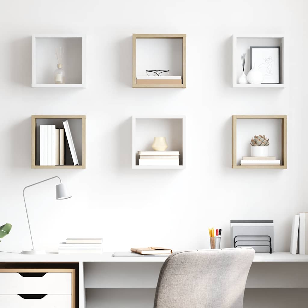 vidaXL Étagères cubes 6 pcs Blanc et Chêne Sonoma 26x15x26 cm