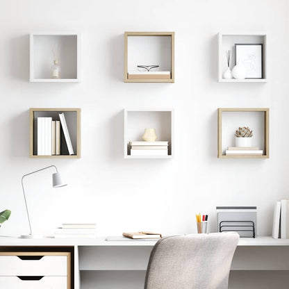 vidaXL Étagères cubes 6 pcs Blanc et Chêne Sonoma 26x15x26 cm