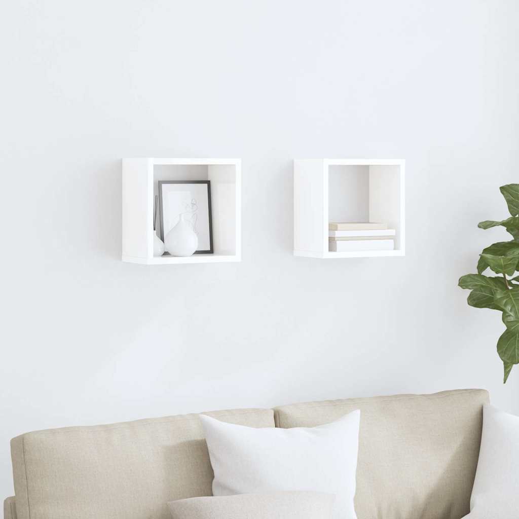 vidaXL Étagères cubes 2 pcs. Blanc brillant 26x15x26 cm