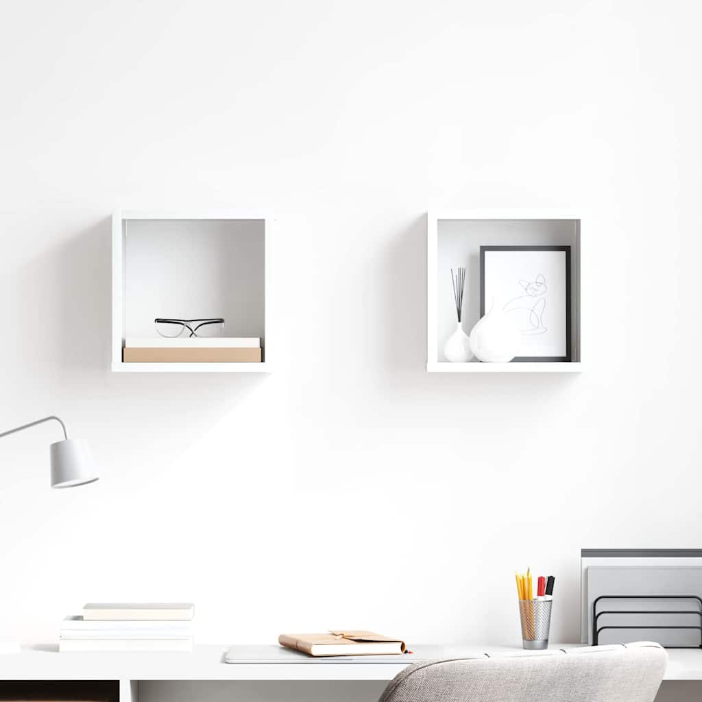 vidaXL Étagères cubes 2 pcs. Blanc brillant 26x15x26 cm