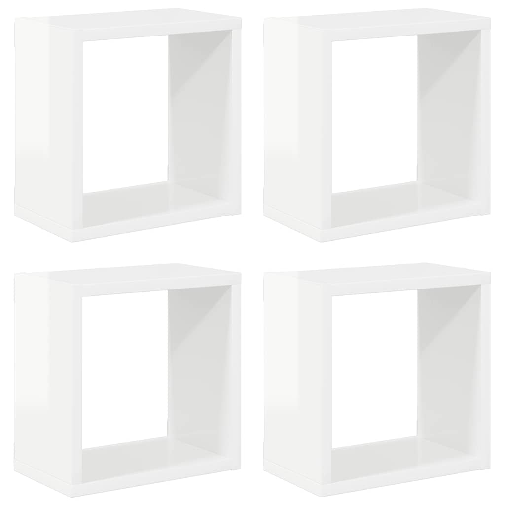 vidaXL Étagères cubes 4 pcs Blanc brillant 26x15x26 cm
