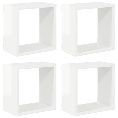 vidaXL Étagères cubes 4 pcs Blanc brillant 26x15x26 cm