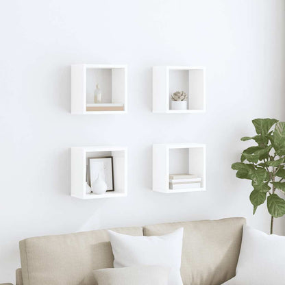 vidaXL Étagères cubes 4 pcs Blanc brillant 26x15x26 cm