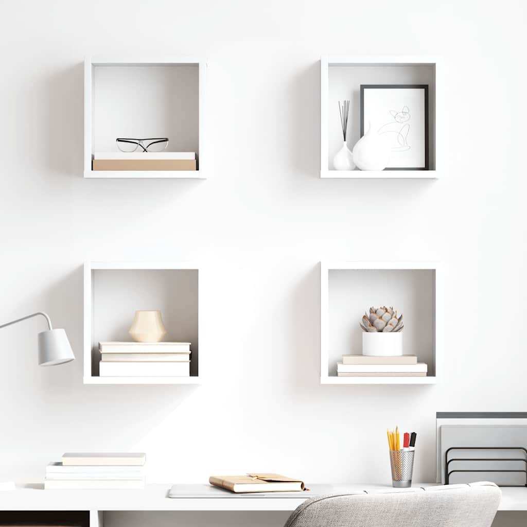 vidaXL Étagères cubes 4 pcs Blanc brillant 26x15x26 cm