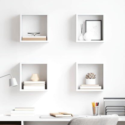 vidaXL Étagères cubes 4 pcs Blanc brillant 26x15x26 cm
