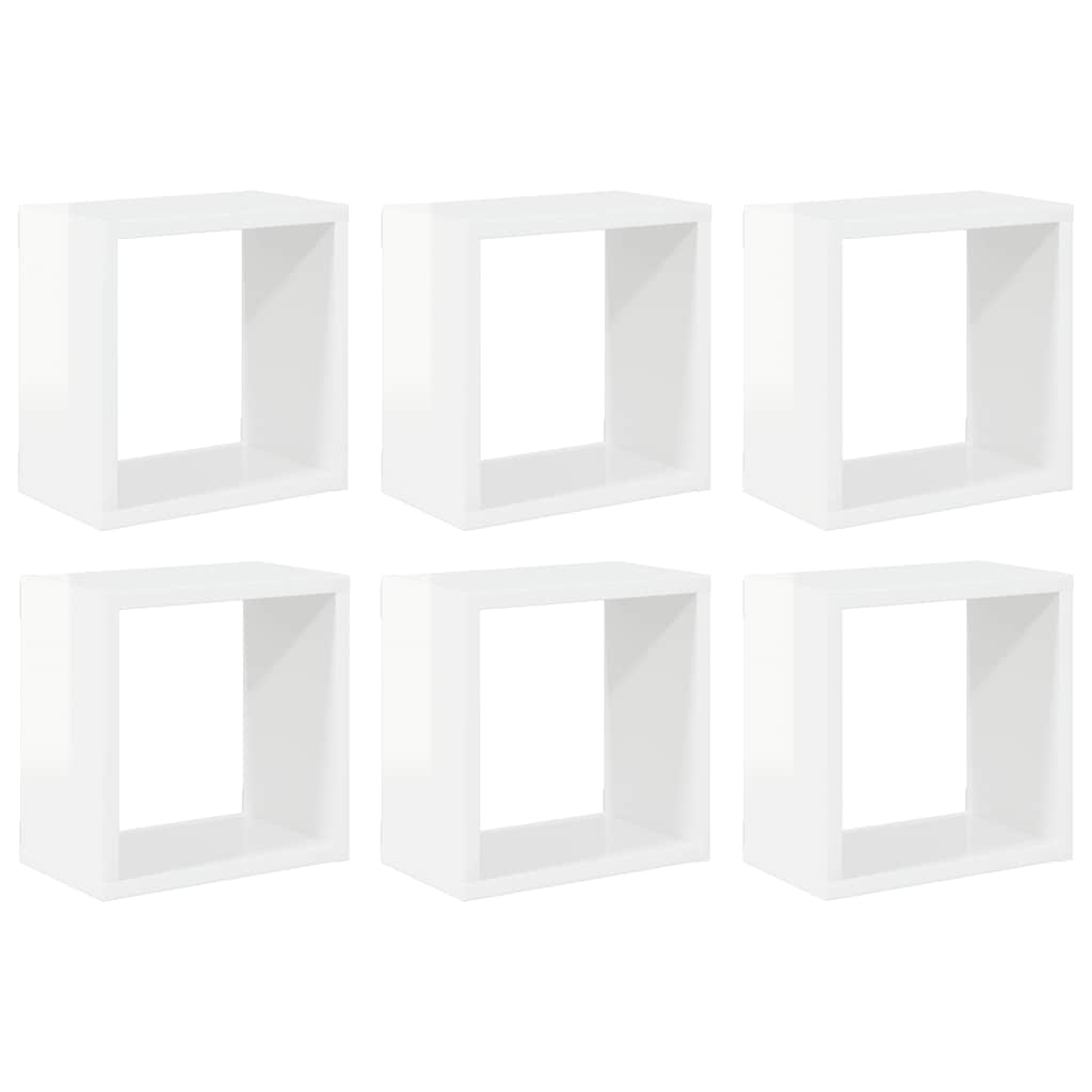 vidaXL Étagères cubes 6 pcs. Blanc brillant 26x15x26 cm