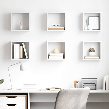 vidaXL Étagères cubes 6 pcs. Blanc brillant 26x15x26 cm