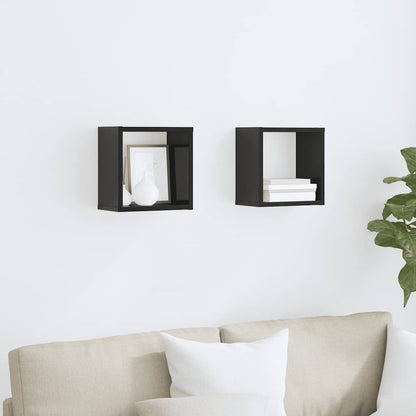 vidaXL Étagères cubes 2 pcs Noir brillant 26x15x26 cm