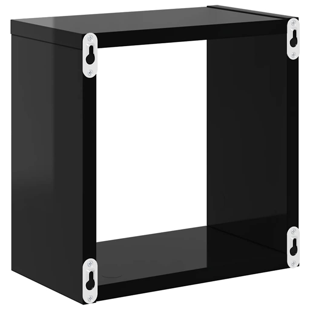 vidaXL Étagères cubes 2 pcs Noir brillant 26x15x26 cm