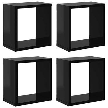 vidaXL Étagères murales cubes 4 pcs Noir brillant 26x15x26 cm