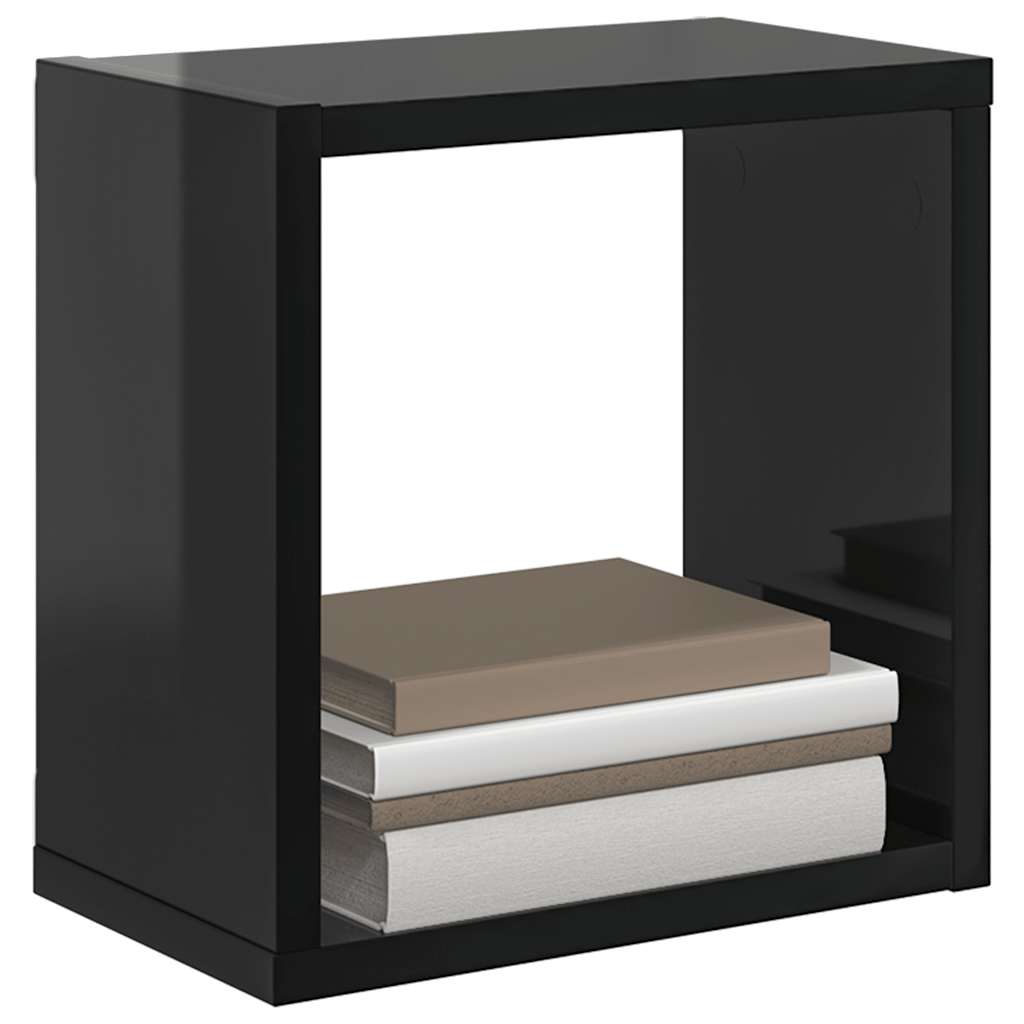 vidaXL Étagères murales cubes 4 pcs Noir brillant 26x15x26 cm