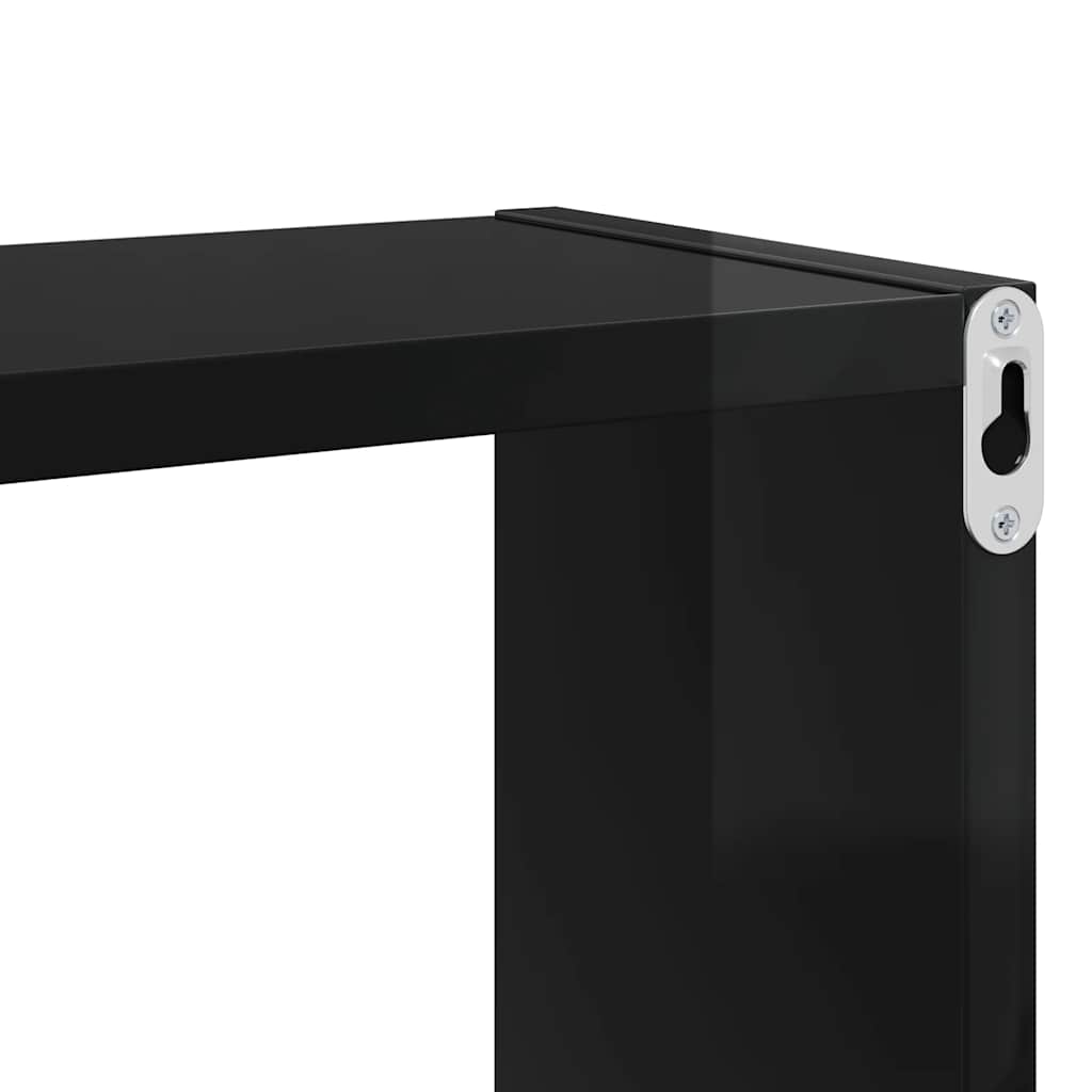 vidaXL Étagères murales cubes 4 pcs Noir brillant 26x15x26 cm