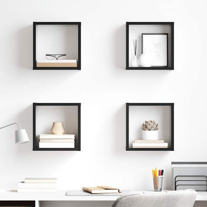 vidaXL Étagères murales cubes 4 pcs Noir brillant 26x15x26 cm