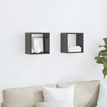 vidaXL Étagères cubes 2 pcs Gris brillant 26x15x26 cm
