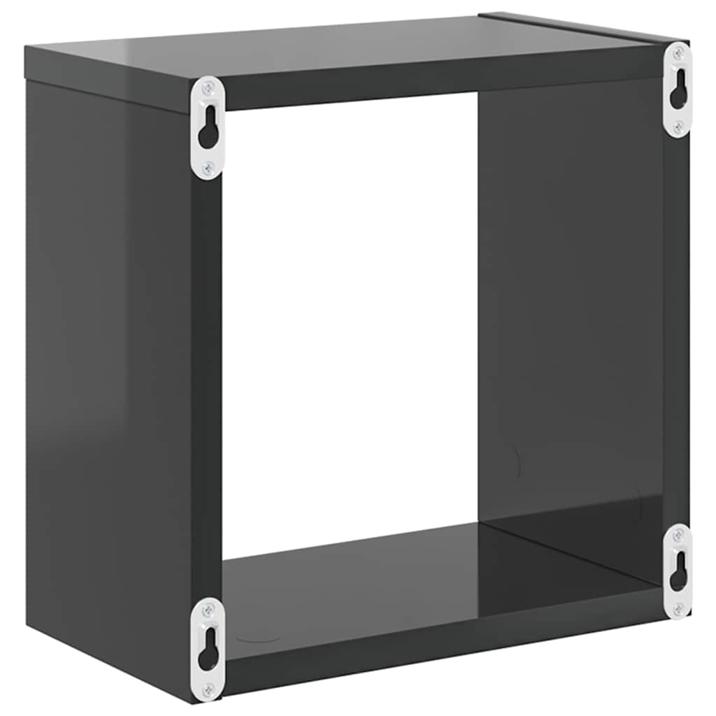 vidaXL Étagères cubes 2 pcs Gris brillant 26x15x26 cm