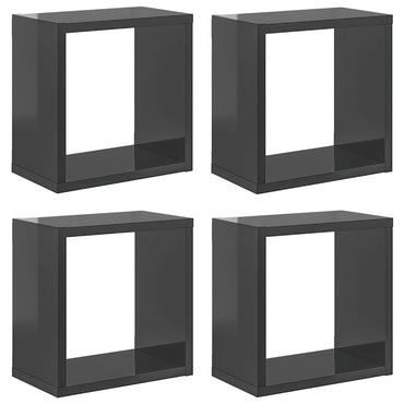 vidaXL Étagères murales cubes 4 pcs Gris brillant 26x15x26 cm